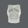 Women's Letter Graphic Round Neck Crop Tank Tops Custom Individualized Women's Round Neck Crop Tank Tops