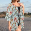Women's Floral Print Kimono Chiffon Cover Up Custom Personalized Women's Kimono Chiffon Cover Up