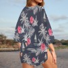 Women's Tropical Print Kimono Chiffon Cover Up Custom Personalized Women's Kimono Chiffon Cover Up