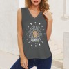 Women's Sun Star Moon V-Neck Sleeveless Tank Tops Custom Individualized Women's V-Neck Sleeveless Tank Tops