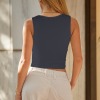 Women's Moon Star Round Neck Crop Tank Tops Custom Individualized Women's Round Neck Crop Tank Tops