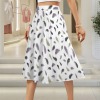 Women's Feather Print Elastic Waist Pocket Maxi Skirt Custom Personalized Women's Elastic Waist Pocket Maxi Skirt