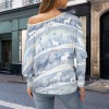 Women's Winter Theme Casual Long Batwing Sleeve Off Shoulder Sweater Custom Personalized Casual Long Batwing Sleeve Off Shoulder Sweater