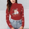Women's Christmas Theme Turtleneck Slim Long Sleeve T-Shirt Custom Personalized Women's Turtleneck Slim Long Sleeve T-Shirt