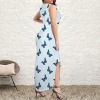 Women's Butterfly Print Round Neck Sundress Pocket Maxi Dress Custom Specialized Round Neck Sundress Pocket Maxi Dress