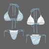 Women's Floral Print Halter String Bikini Set Custom Individualized Women's Halter String Bikini Set