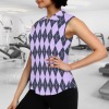 Women's Rhombic Sleeveless Polo Shirts Zip Up Sports Tank Tops Custom Specialized Sleeveless Polo Shirts Zip Up Sports Tank Tops