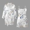 Women's Floral Print Pajama Robe Cami Sets Custom Personalized Women's Pajama Robe Cami Sets