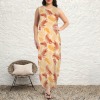 Women's Leaves Print Round Neck Sundress Pocket Maxi Dress Custom Specialized Round Neck Sundress Pocket Maxi Dress