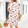 Women's Cherry Print Side Pocket Lapel Button Shirt Dress Custom Personalized Side Pocket Lapel Button Shirt Dress