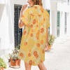 Women's Fruit Print Side Pocket Lapel Button Shirt Dress Custom Personalized Side Pocket Lapel Button Shirt Dress
