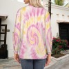 Women's Tie Dye Button V Neck Long Sleeve Blouses Custom Personalized Women's Button V Neck Long Sleeve Blouses