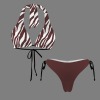 Women's Zebra Print Halterneck String Bikini Set Custom Specialized Halterneck String Bikini Set