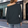 Women's New Year Theme Casual Long Batwing Sleeve Off Shoulder Sweater Custom Personalized Casual Long Batwing Sleeve Off Shoulder Sweater