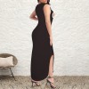Women's Letter Rainbow Round Neck Sundress Pocket Maxi Dress Custom Specialized Round Neck Sundress Pocket Maxi Dress