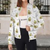 Women's Avocado Print Casual Long Sleeve Zip-Up Bomber Jacket Custom Personalized Casual Long Sleeve Zip-Up Bomber Jacket
