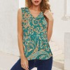 Women's Paisley V-Neck Sleeveless Tank Tops Custom Individualized Women's V-Neck Sleeveless Tank Tops