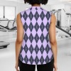 Women's Rhombic Sleeveless Polo Shirts Zip Up Sports Tank Tops Custom Specialized Sleeveless Polo Shirts Zip Up Sports Tank Tops
