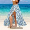 Women's Tropical Print Knotted Long Swimwear Cover up Custom Personalized Women's Long Knot Side Cover Up