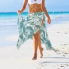 Women's Leaves Print Knotted Long Swimwear Cover up Custom Personalized Women's Long Knot Side Cover Up
