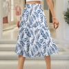 Women's Leaves Print Elastic Waist Pocket Maxi Skirt Custom Personalized Women's Elastic Waist Pocket Maxi Skirt