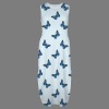 Women's Butterfly Print Round Neck Sundress Pocket Maxi Dress Custom Specialized Round Neck Sundress Pocket Maxi Dress