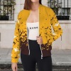 Women's Halloween Theme Casual Long Sleeve Zip-Up Bomber Jacket Custom Personalized Casual Long Sleeve Zip-Up Bomber Jacket