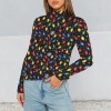 Women's Christmas Theme Turtleneck Slim Long Sleeve T-Shirt Custom Personalized Women's Turtleneck Slim Long Sleeve T-Shirt