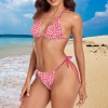 Women's Floral Print Halter String Bikini Set Custom Individualized Women's Halter String Bikini Set