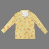 Women's Orange Print Lapel Half Zip Long Sleeve T-Shirt Custom Personalized Women's Lapel Half Zip Long Sleeve T-Shirt