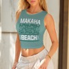 Women's Letter Round Neck Crop Tank Tops Custom Individualized Women's Round Neck Crop Tank Tops