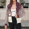 Women's Christmas Theme Casual Long Sleeve Zip-Up Bomber Jacket Custom Personalized Casual Long Sleeve Zip-Up Bomber Jacket