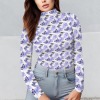 Women's Butterfly Print Turtleneck Slim Long Sleeve T-Shirt Custom Personalized Women's Turtleneck Slim Long Sleeve T-Shirt