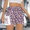 Women's Leopard Print High Waist Side Pockets Sports Shorts Custom Individualized Women's High Waist Side Pockets Sports Shorts