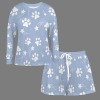 Women's Star Dog Footprint Long Sleeve&Tether Shorts Pocket Pajama Sets Custom Specialized Women's Long Sleeve&Tether Shorts Pocket Pajama Sets