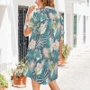 Women's Tropical Print Side Pocket Lapel Button Shirt Dress Custom Personalized Side Pocket Lapel Button Shirt Dress