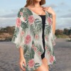 Women's Tropical Print Kimono Chiffon Cover Up Custom Personalized Women's Kimono Chiffon Cover Up